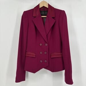 Rachel Zoe Lou Double Breasted Blazer Womens Size 4 Magenta Pink Jacket Wool